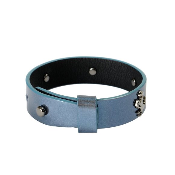 Scuderia Ferrari Blue "Hypersonic" Single Coil 100% Leather Bracelet - Picture 2 of 3